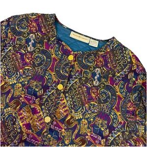 Maggie‎ Lawrence Collection Quilted Jacket Size 22/24 Burgundy Navy Gold Buttons